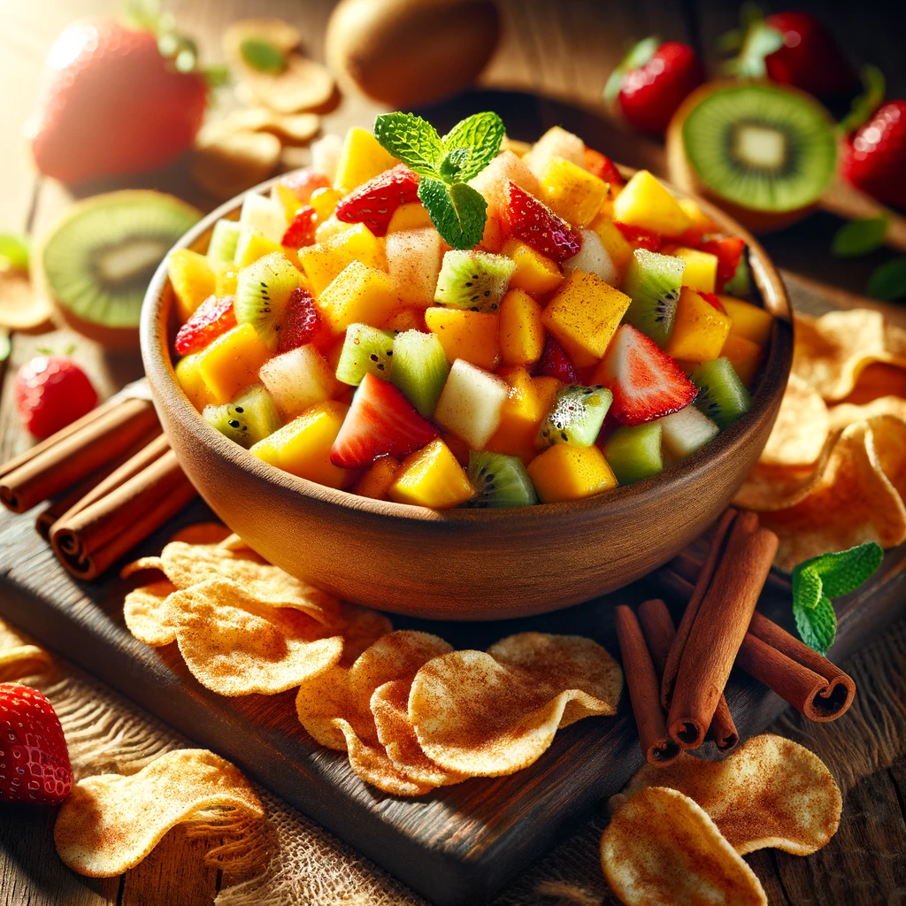 Tropical Fruit Salsa with Cinnamon Chips: A Sweet and Spicy Snack